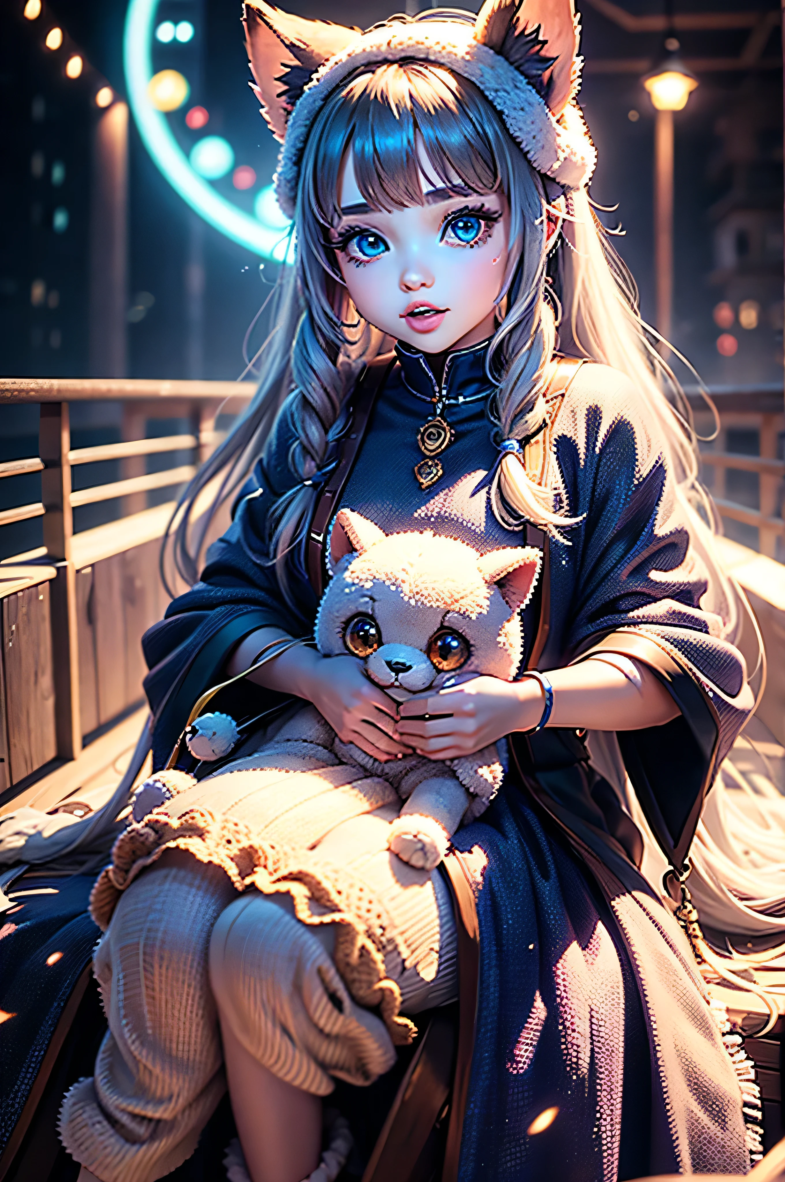 cutest AND softest creature in the world| large doll like eyes| supernatural and otherworldly| highly detailed vibrant fur| magical glowing trails| light dust| aesthetic| cinematic lighting| bokeh effect| mdjrny-v4 style, age 30