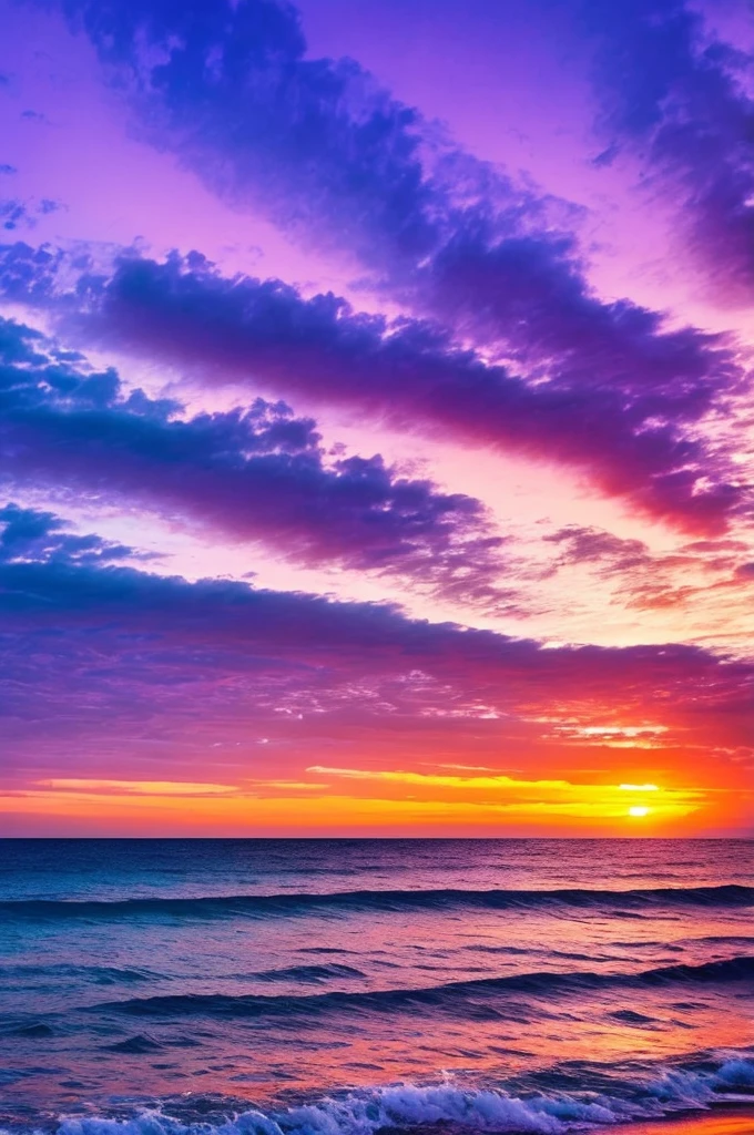 a purple and blue sunset over the ocean with waves, beautiful vibrant colors, beautiful colors, stunning colors, gorgeous colors, magical colours and atmosphere, breathtaking colors, amazing colors, magical colors and atmosphere, beautiful colours, vividly beautiful colors, amazing colours, moody beautiful colors, dreamy colors, beautiful colorful, very vibrant colors, colorful glow, vibrant moody colors