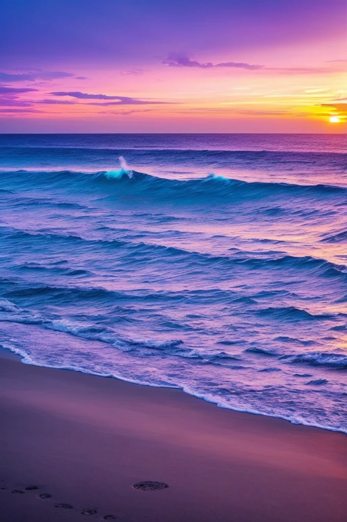 a purple and blue sunset over the ocean with waves, beautiful vibrant colors, beautiful colors, stunning colors, gorgeous colors, magical colours and atmosphere, breathtaking colors, amazing colors, magical colors and atmosphere, beautiful colours, vividly beautiful colors, amazing colours, moody beautiful colors, dreamy colors, beautiful colorful, very vibrant colors, colorful glow, vibrant moody colors