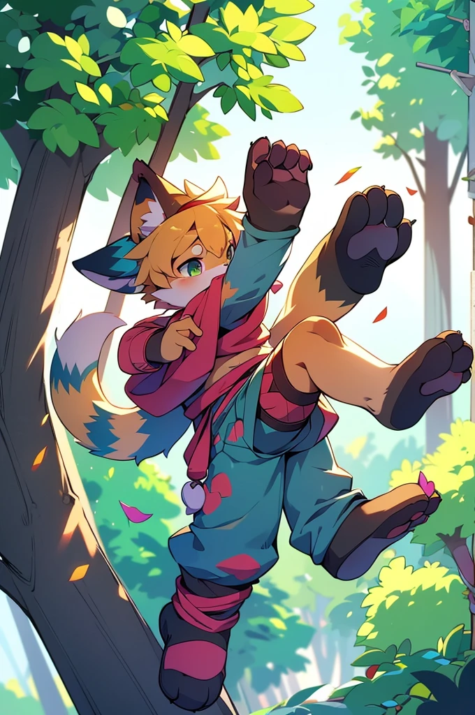 Anime-style image of a girl swinging with a cat on her head, Detailed fan art, Farson wearing stylish clothes, High quality fan art, commission high res, furaffinityのcommission, fullbody commission, Farson art, Anthropomorphic fox, Commissioned Art, Hula Infinity Commission, oc commission, Official Fan Art, commission, Farson!!!!