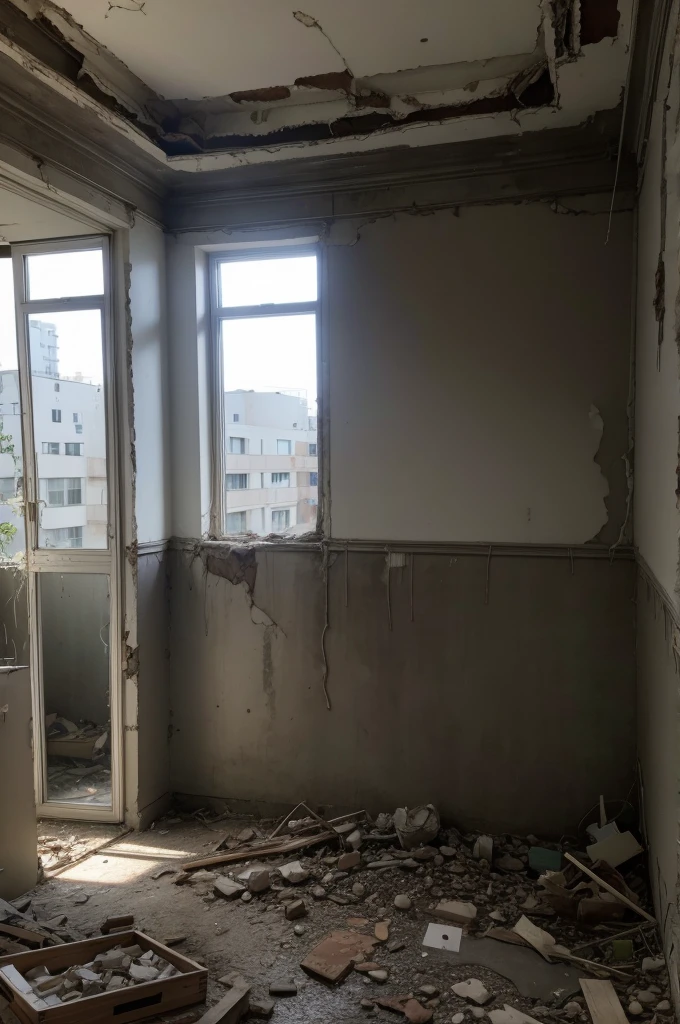 realistic apartment ruins.