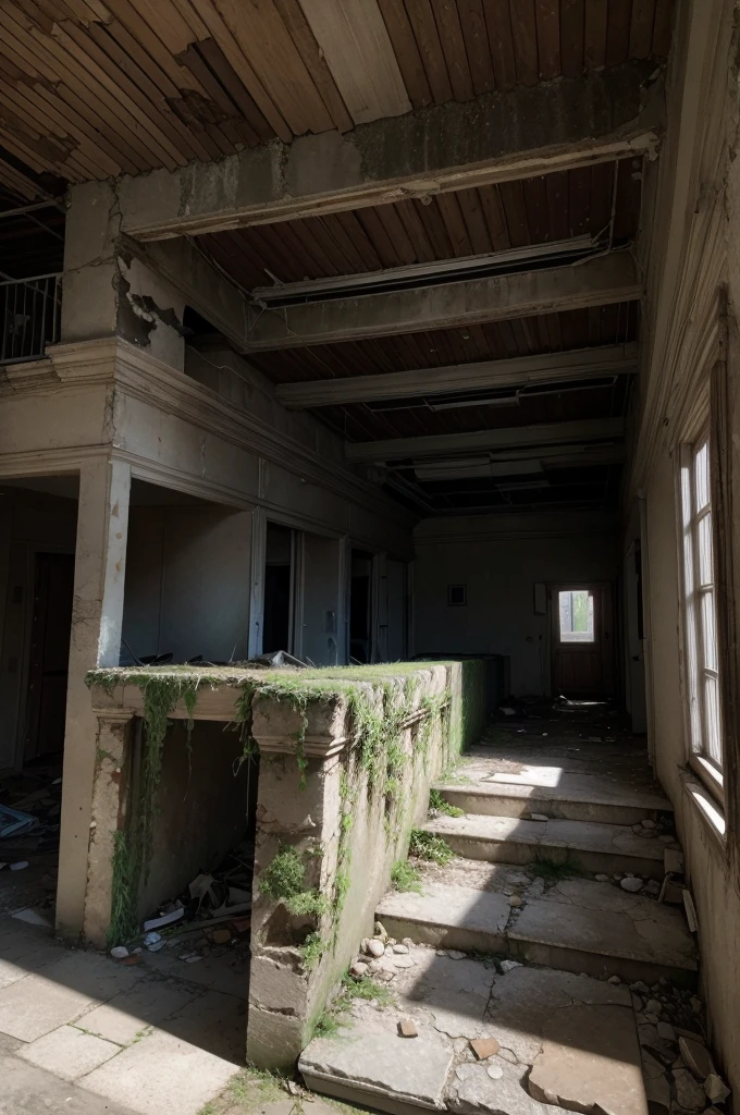 realistic apartment ruins.