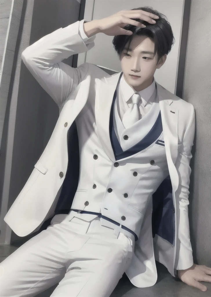 1boy,head, white suit,