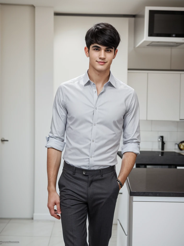 (best quality), 1boy, male, 24 years old, young man, white skin, black hair, short hair, swept bangs, grey eyes, perfect eyes, handsome, smirk, smug, stylish clothes, strong jawline, tall, rich, masterpiece, anatomically correct, highres