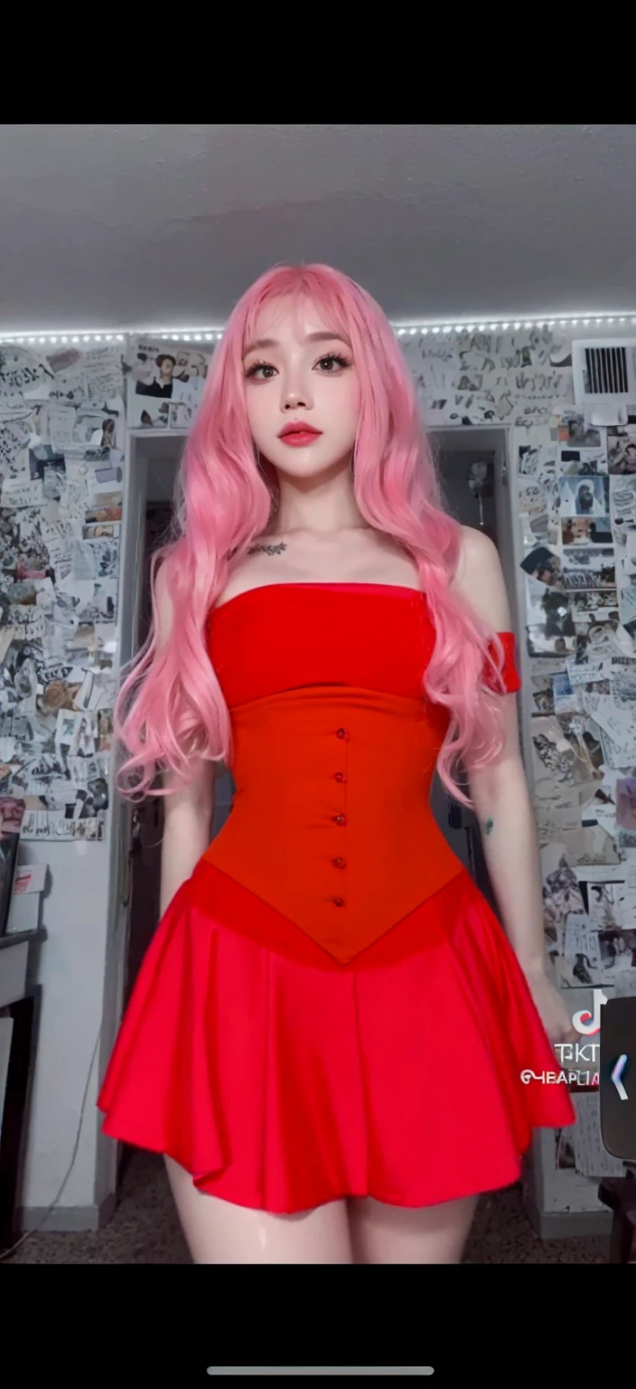 Leave it as it is, enhance it, pretty face, cute face, pink hair, pretty hair