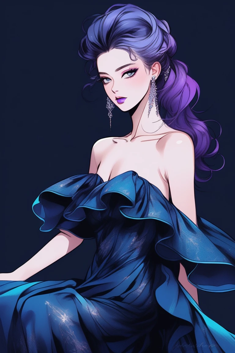 (Best quality, sketch:1.2),realistic,illustrator,anime,1 girl, detailed lips,custom, bad women, details, black and aquamarine gradient background,neon hair,Textured trim, masterpiece, retro classic style, [female mannequin close up, Sexy dress, silk dress, mercury dress, Astral dress, beautiful silky dress, Sexy dress, dark dress, Dark purple clothing, revealing stylish dress, dark Astral dress, soft silk dress, elegant navy blue dress, stylish dark dress, airbrush dark dress, fantasy dress, Baroque dress, extravagant dress] (photographic portrait)