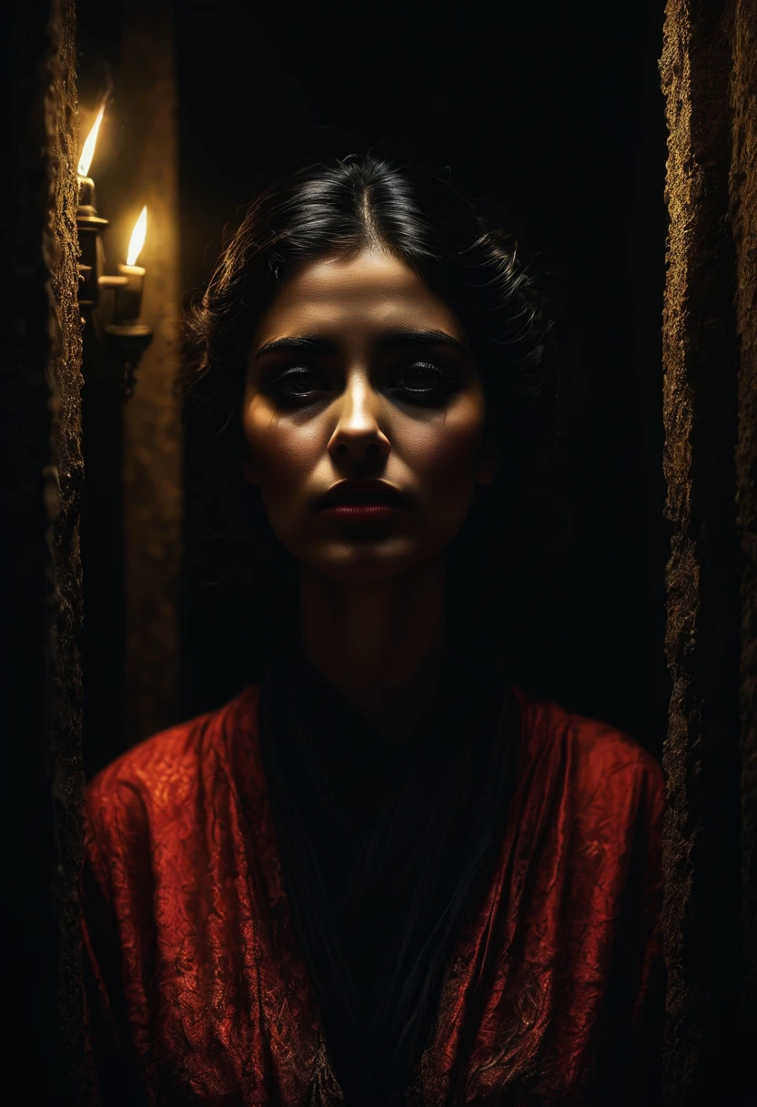 My fears seen from my soul are different and I feel them in different bodies. , my fears look sad and desolate ,the image looks very real, impressive colors 16k light of nostalgia dark and sad atmosphere depth of field 24k composition photography volume in shadows communicate idea unique piece work of art spectacular lighting
