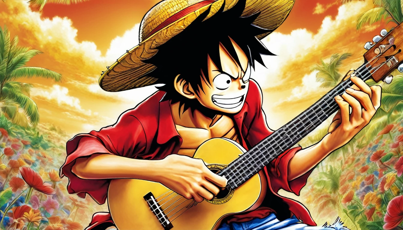 Monkey D. Luffy tocando Ukulelê, by Eiichiro Oda