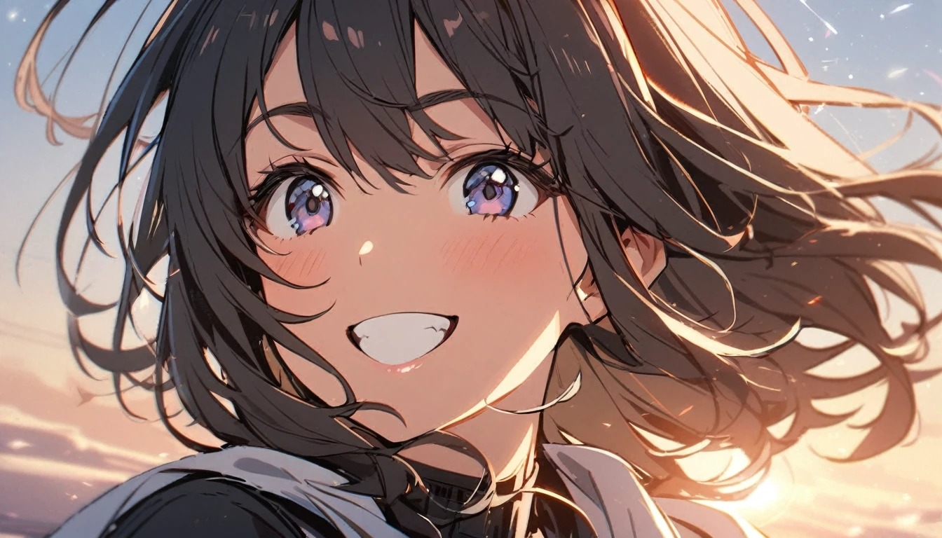 1 girl, smile