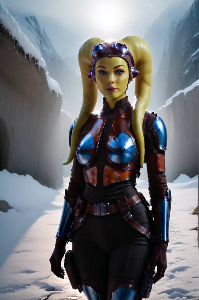 a ((fall body)) hera syndulla
((female twi'lek ))mandalorian,walking on snow fire, beautiful detailed eyes, beautiful detailed lips, extremely detailed face, long eyelashes, mandalorian armor, sci-fi, cinematic lighting, dramatic, epic, intricate details, hyper-realistic, 8k, high-quality, photorealistic