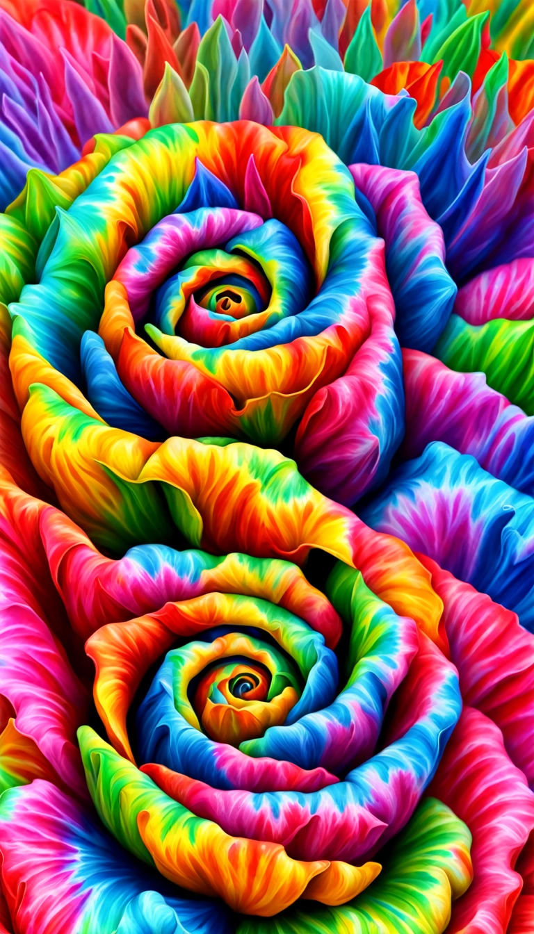 a 3D tie-dye portrait of a single rose melting with dripping paint, beautifully lit, ultimately detailed, trippy, ultimate vivid colors, ultimate resolution, ultimate enhancements, 