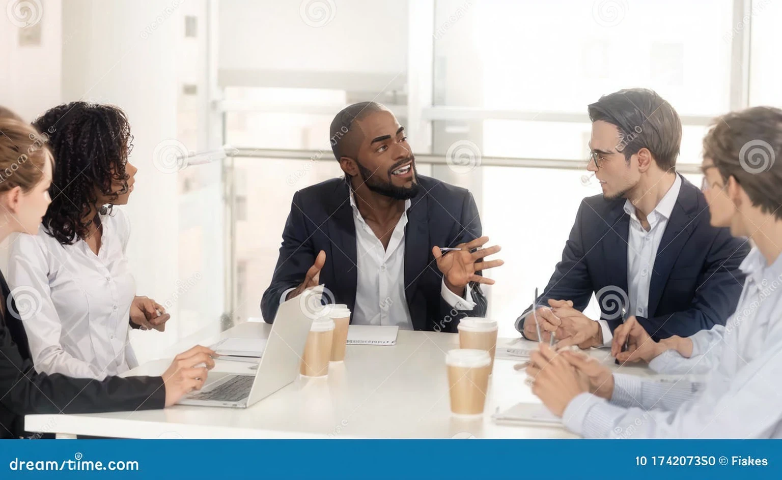 Please create an anime of a male boss and employee in an office. No glasses
