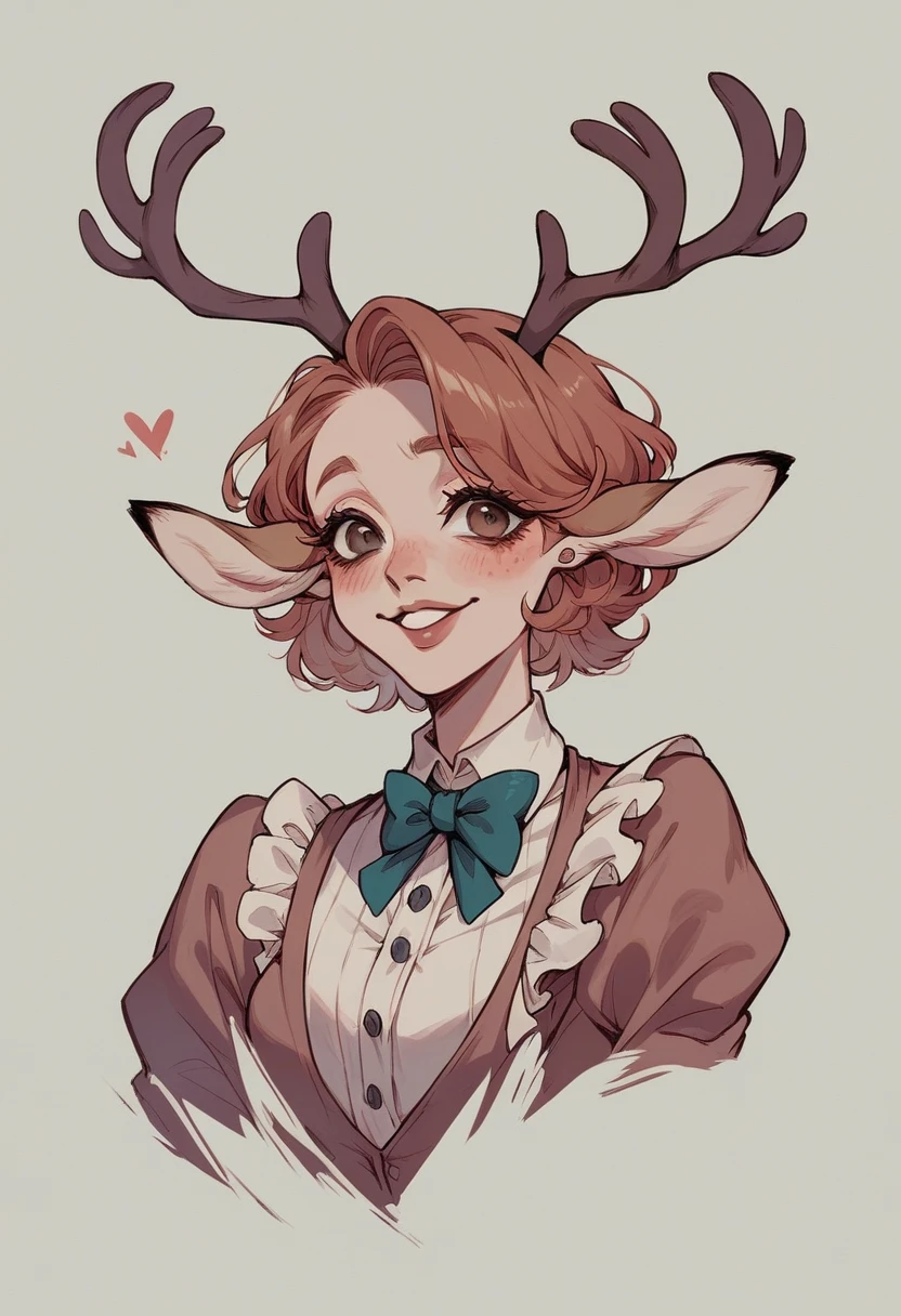 woman, jackalope, bunny ears and deer antlers