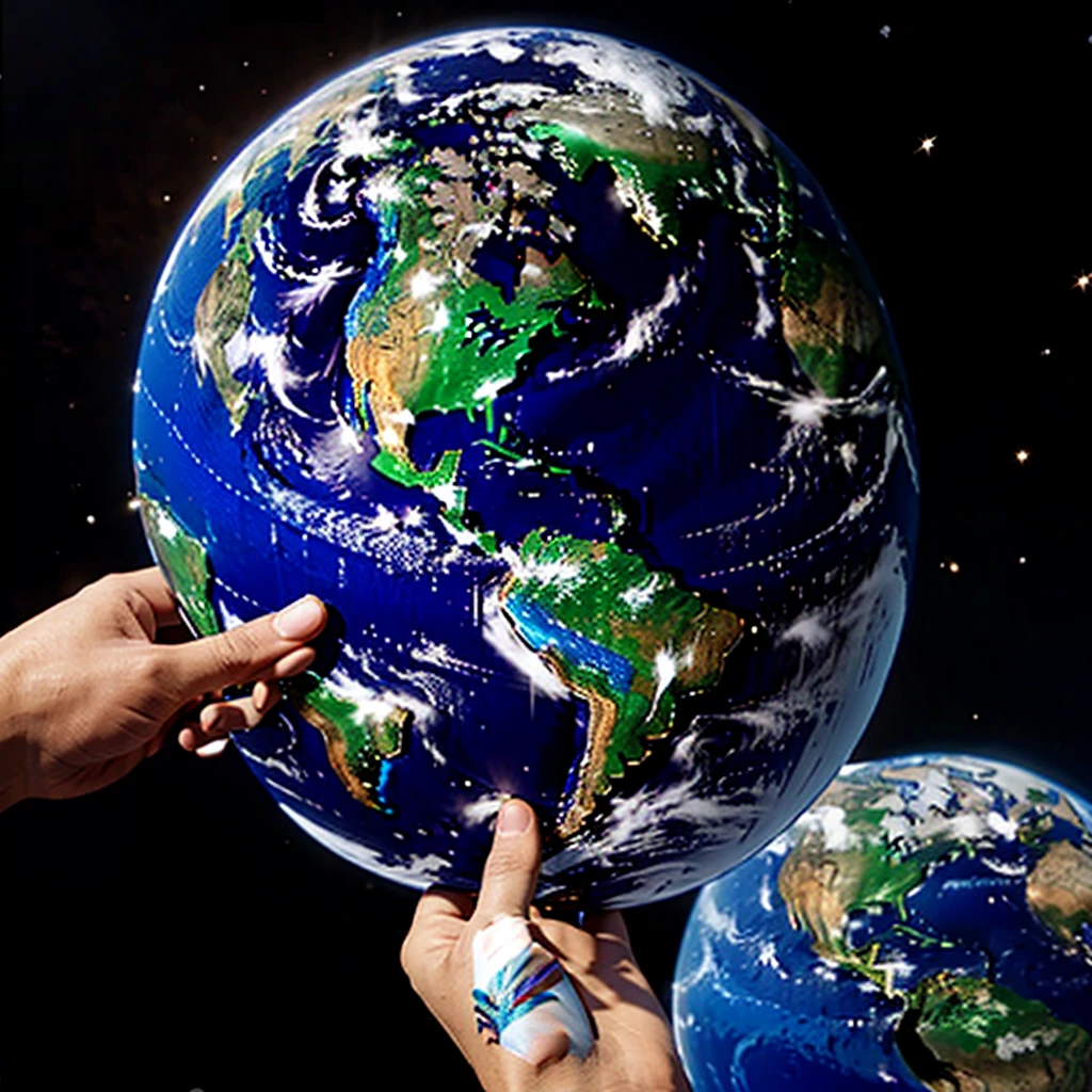 Hand holding planet earth