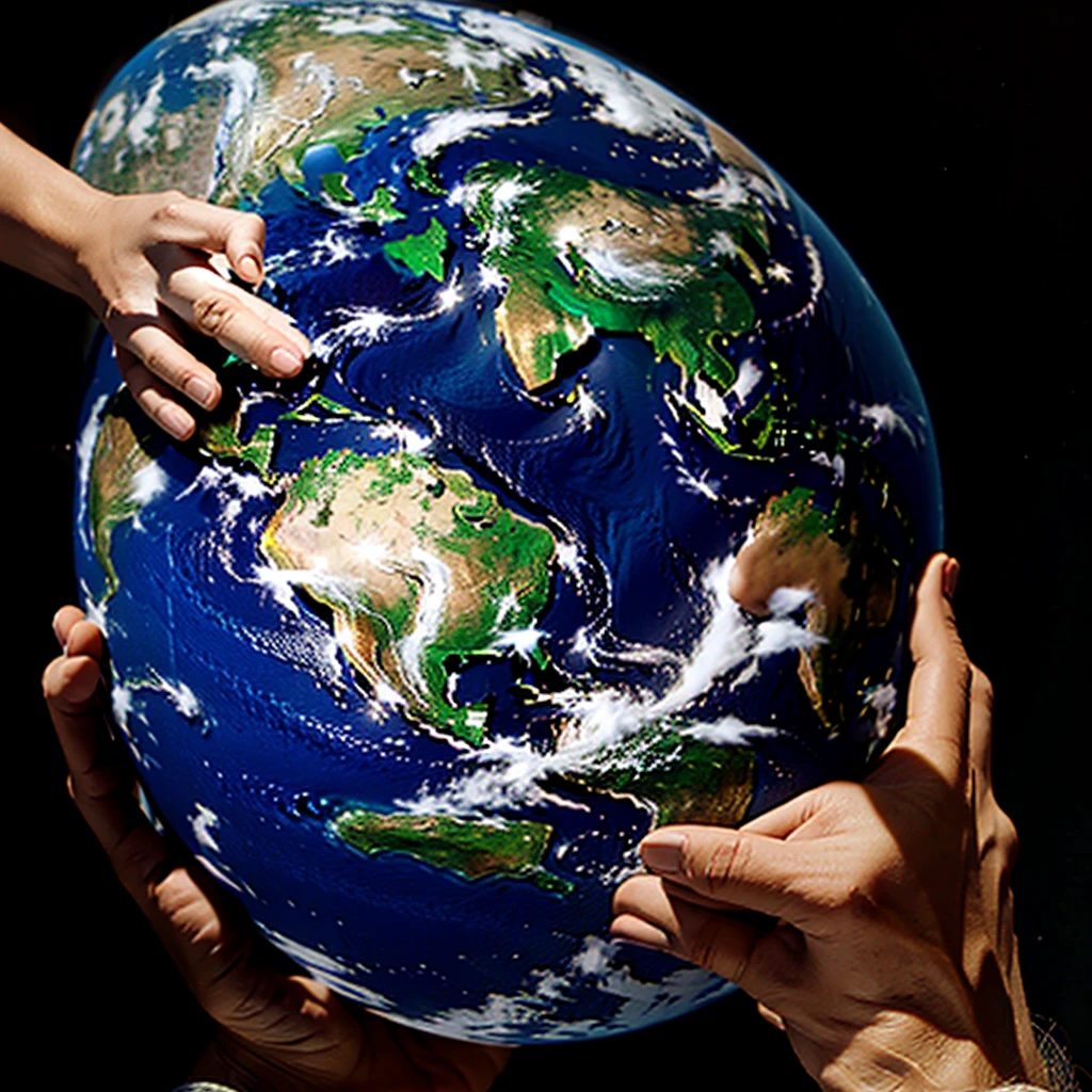 Hand holding planet earth