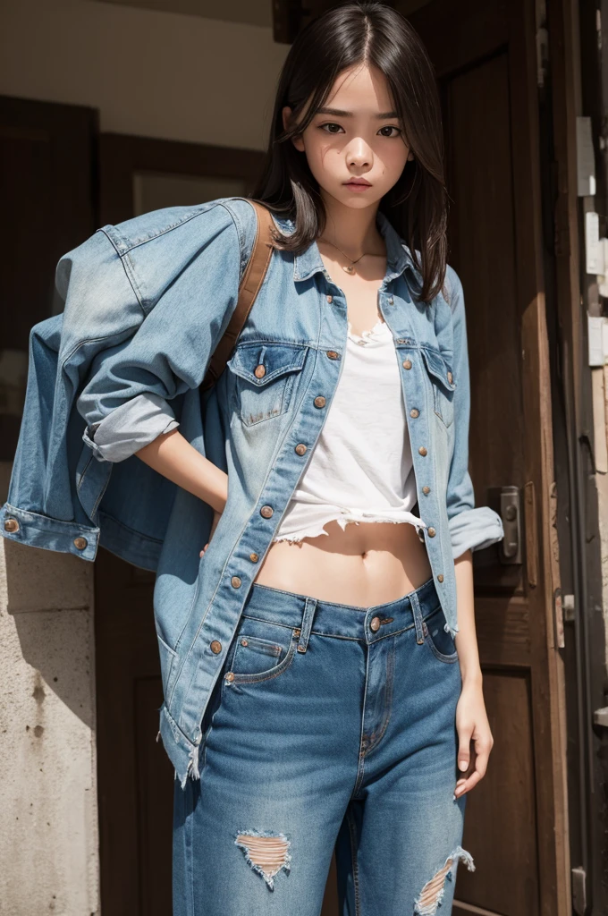 Girl in torn clothes