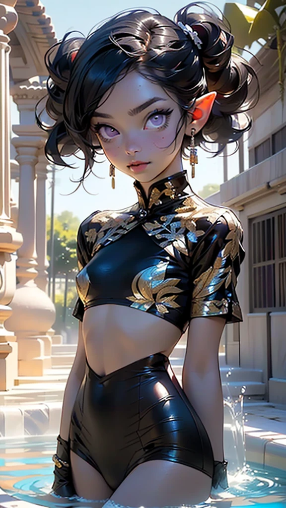 cute loli elf,(((little ,tiny little body,little))),(((6 years old))),((anime elf  with extremely cute and beautiful black hair)), (((elf))), (((elf ears))),

(((flat chest))),((((black hair:1.35,messy black hair,twintails hair, short black hair,colored inner hair,ear breathing)))),(((purple_eyes:1.3))),intricate eyes,beautiful detailed eyes,symmetrical eyes,big eyes:1.5,(((lustrous skin:1.5,bright skin: 1.5,skin tanned,shiny skin,very shiny skin,shiny body,plastic glitter skin,exaggerated shiny skin,illuminated skin))),(detailed body,(detailed face)),

cute,slutty,erotic,daring,(((nsfw))),

zettai ryouiki,revealing clothing,show skin,(((Sexy black arabian slave outfit, black arabian slave clothes, wearing a black arabian slave bikini:1.3,black arabian slave costume ))), ((purple mini-loincloth,no-panties)),(sensual clothes,semi-naked,with little black and purple clothing),((((sexy clothing)))),(((intricate outfit,intricate clothes,embroidered outfit,ornate outfit))),

(dynamic pose:1.0),embarrassed,(centered,scale to fit dimensions,Rule of thirds),

((beautiful bath house made of arab marble and arab pillars, beautiful clear water in pool)),scenery:1.25,((intricate scenery)),((arab palace background)),extremely scenery,(sunset, golden hour),

(Glossy winter ornaments),highres,sharp focus,(ultra detailed,extremely detailed),(photorealistic artwork:1.37),(extremely detailed CG unity 8k wallpaper),(((vibrant colors,vibrant theme))),(intricate),(masterpiece),(best quality),artistic photography,(photography taken by sldr),(intricate background),perfect rendered face,perfect face details,realistic face,photo realistic,((intricate detail)),(((realism))),
