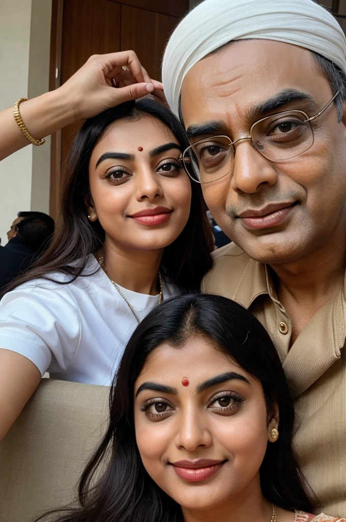 Mohatma ghandi take a selfie with Mukesh Ambani