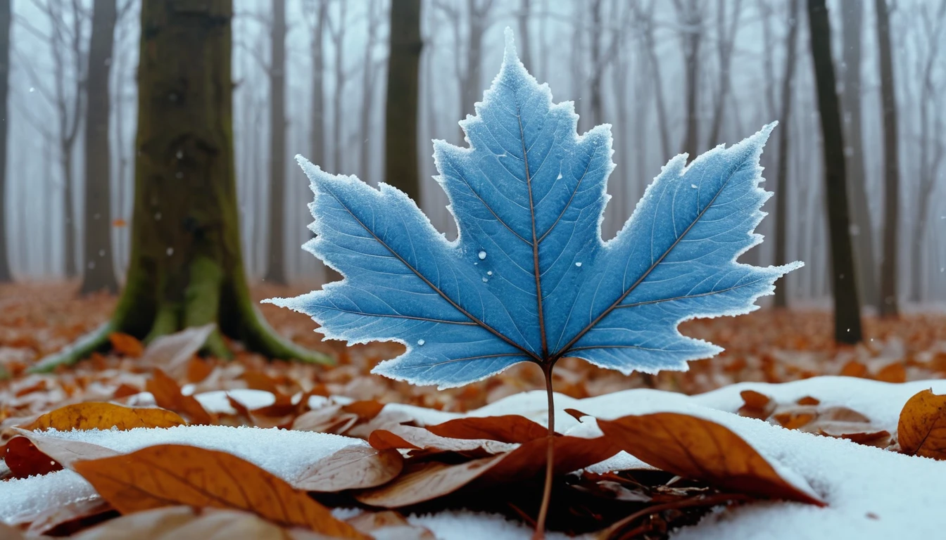 (Light blue gradation leaves),(winter leaves), (half withered),(Deep woods),magical round leaves leaves falling, snow is falling thinly,nature documentry footage, youtube video screenshot, today's featured photography 4k, autumn rain turkel, nature photography 4k, november, cinematic widescreen shot, leaves and magic, high quality screenshot, 2 0 2 1 cinematic 4 k framegrab, wide screenshot