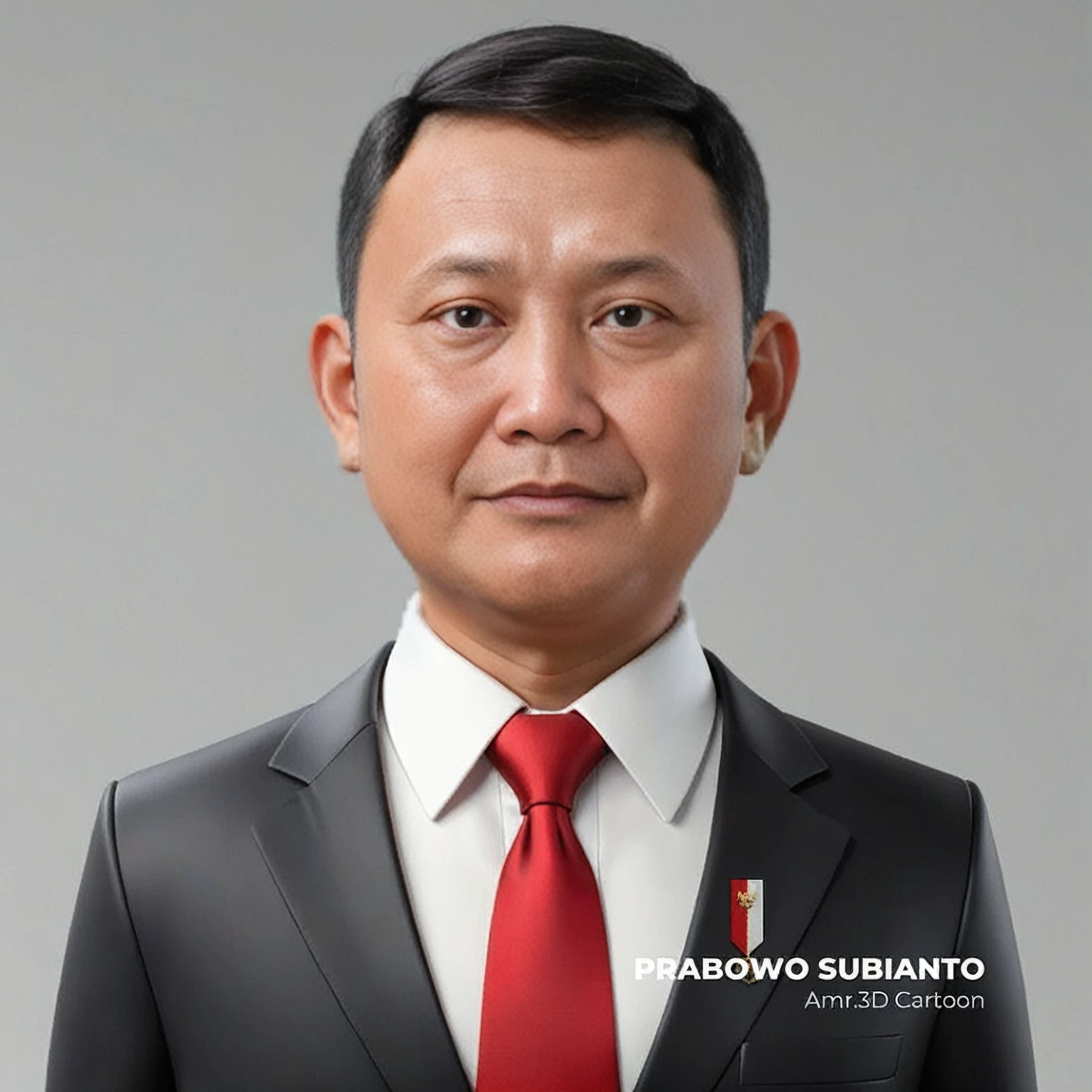 1boy, male_focus, necktie, solo, realistic, red_necktie, shirt, grey_background, white_shirt, black_jacket, formal, looking_at_viewer, collared_shirt, suit, black_hair, simple_background, black_eyes, jacket, closed_mouth, upper_body, smile, wing_collar