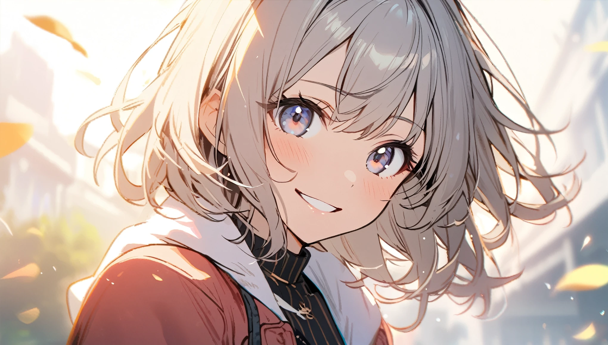1 girl, smile