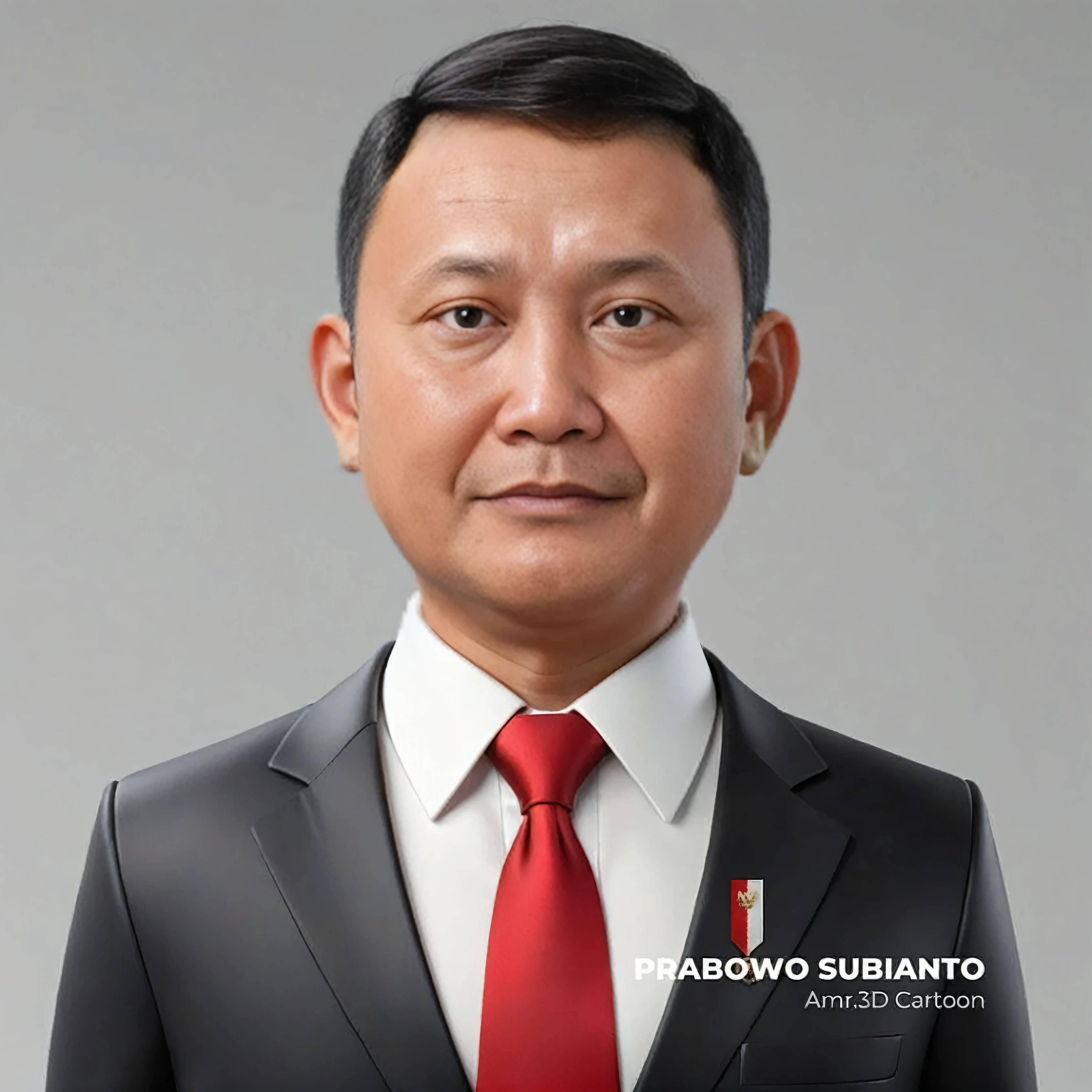 1boy, male_focus, necktie, solo, realistic, red_necktie, shirt, grey_background, white_shirt, black_jacket, formal, looking_at_viewer, collared_shirt, suit, black_hair, simple_background, black_eyes, jacket, closed_mouth, upper_body, smile, wing_collar