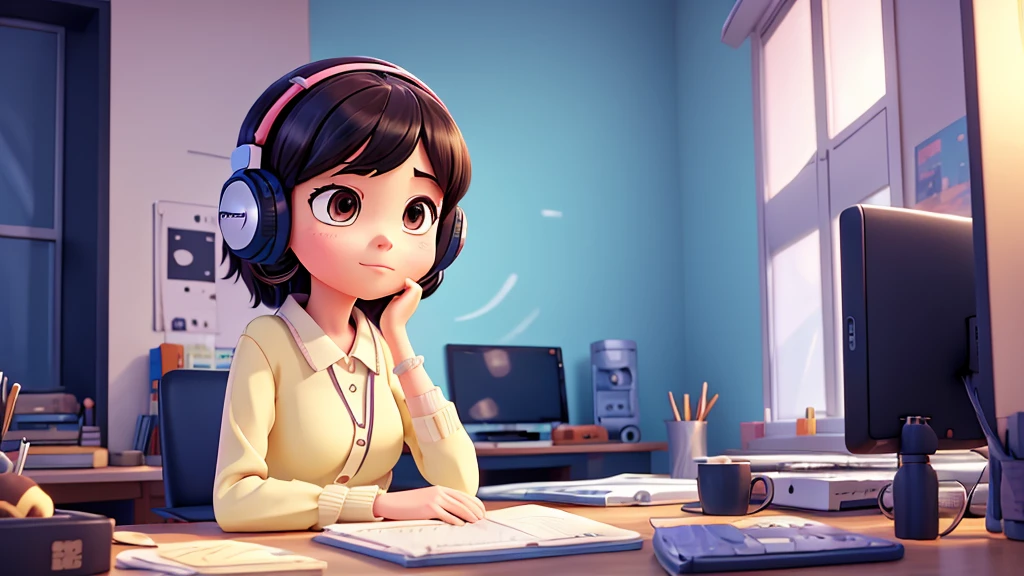 anime girl sitting on bed using laptop computer with headphones on, a digital painting inspired by Atey Ghailan, pixiv contest winner, computer art, lo-fi girl, lo-fi artstyle, in style of atey ghailan, digital anime illustration, lofi portrait, lofi art, atey ghailan 8 k, digital art ilya kuvshinov