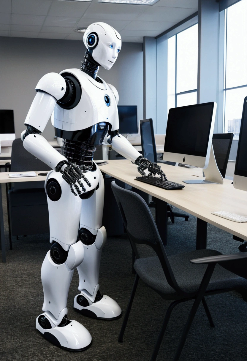 robots working in offices and mistreating people robot bullying