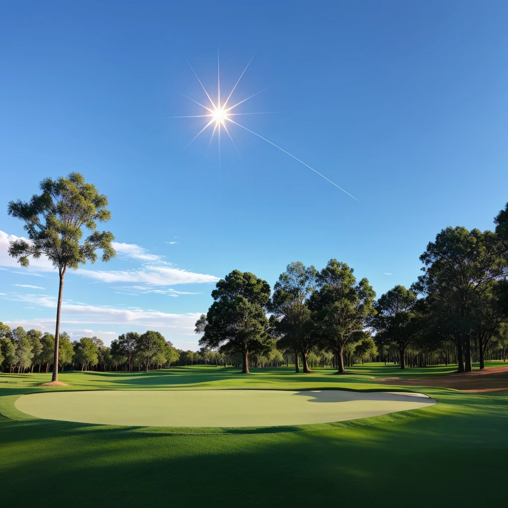 Lighting grass trees blue sky golf club sparks golf boll