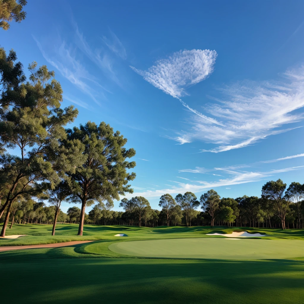 Lighting grass trees blue sky golf club sparks golf boll 