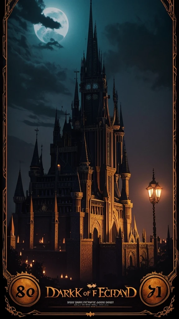 No enchanted kingdom of Eldoria, dark fantasy style, vhs, 80s, cinematic