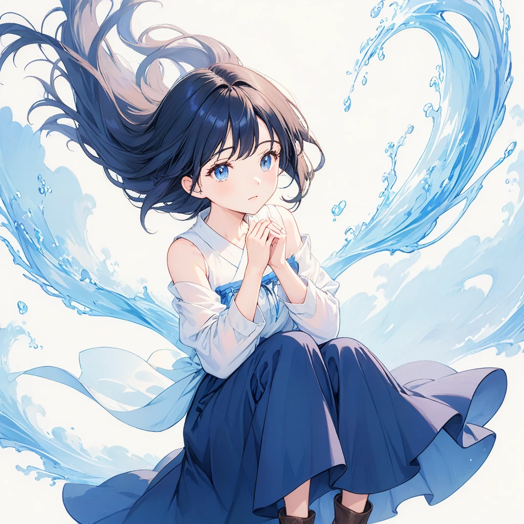 Character anime girl, manhwa, long hair, intricate design, dew drops, Rocio