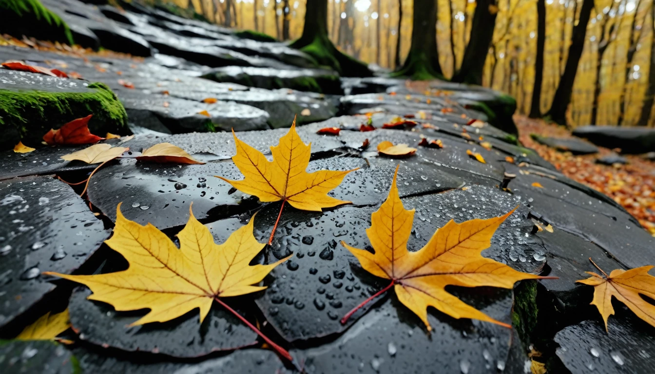(gray gradation leaves),(winter leaves), (half withered),(on the cliff),magical round leaves leaves falling, snow is falling thinly,nature documentry footage, youtube video screenshot, today's featured photography 4k, autumn rain turkel, nature photography 4k, november, cinematic widescreen shot, leaves and magic, high quality screenshot, 2 0 2 1 cinematic 4 k framegrab, wide screenshot