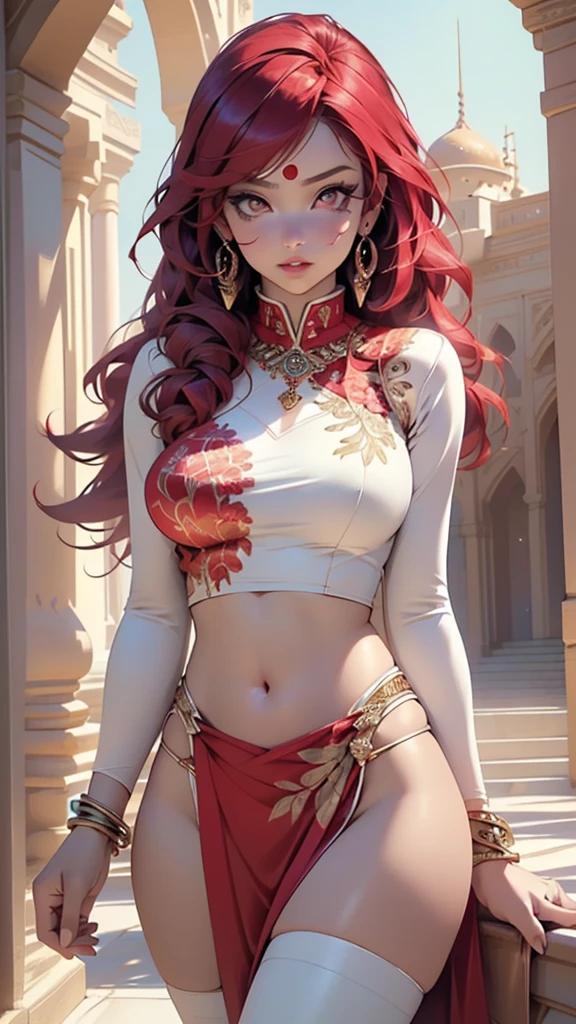 ((((indian girl)))),

girl,((red_body:1.3, red_face:1.3, completely red_skin:1.3)),(large breasts:1.4),saggy breasts,((((red hair)))),(((red_eyes:1.3))),intricate eyes,beautiful detailed eyes,symmetrical eyes,(((lustrous skin:1.5,bright skin: 1.5,shiny skin,very shiny skin,shiny body))),(spider lower abdomen,narrow waist,wide hip,bimbo body,inflated legs,thick thighs),(((detailed face))),

(cute,slutty,sensual,seductive look,seductive,((erotic)),opulent,sumptuous,longingly,(nsfw)),

(arabian clothes, harem outfit, arabian dancing girl, belly dancer outfit, sex slave, jewelry, sheer loincloth, pelvic curtain, midriff, bracelets,),(arabian jewelry,intricate necklace),(((intricate outfit,intricate clothes))),(((intricate outfit,intricate clothes,embroidered outfit,ornate outfit))),

(dynamic pose:1.0),embarrassed,(centered,scale to fit dimensions,Rule of thirds),

inside,indoor,((palace in Arabia, palace in Arabia background)),scenery:1.25,((intricate scenery)),

(Glossy winter ornaments),highres,sharp focus,(ultra detailed,extremely detailed),(photorealistic artwork:1.37),(extremely detailed CG unity 8k wallpaper),(((vibrant colors,vibrant theme))),(intricate),(masterpiece),(best quality),artistic photography,(photography taken by sldr),(intricate background),perfect rendered face,perfect face details,realistic face,photo realistic,((intricate detail)),(((realism))),
