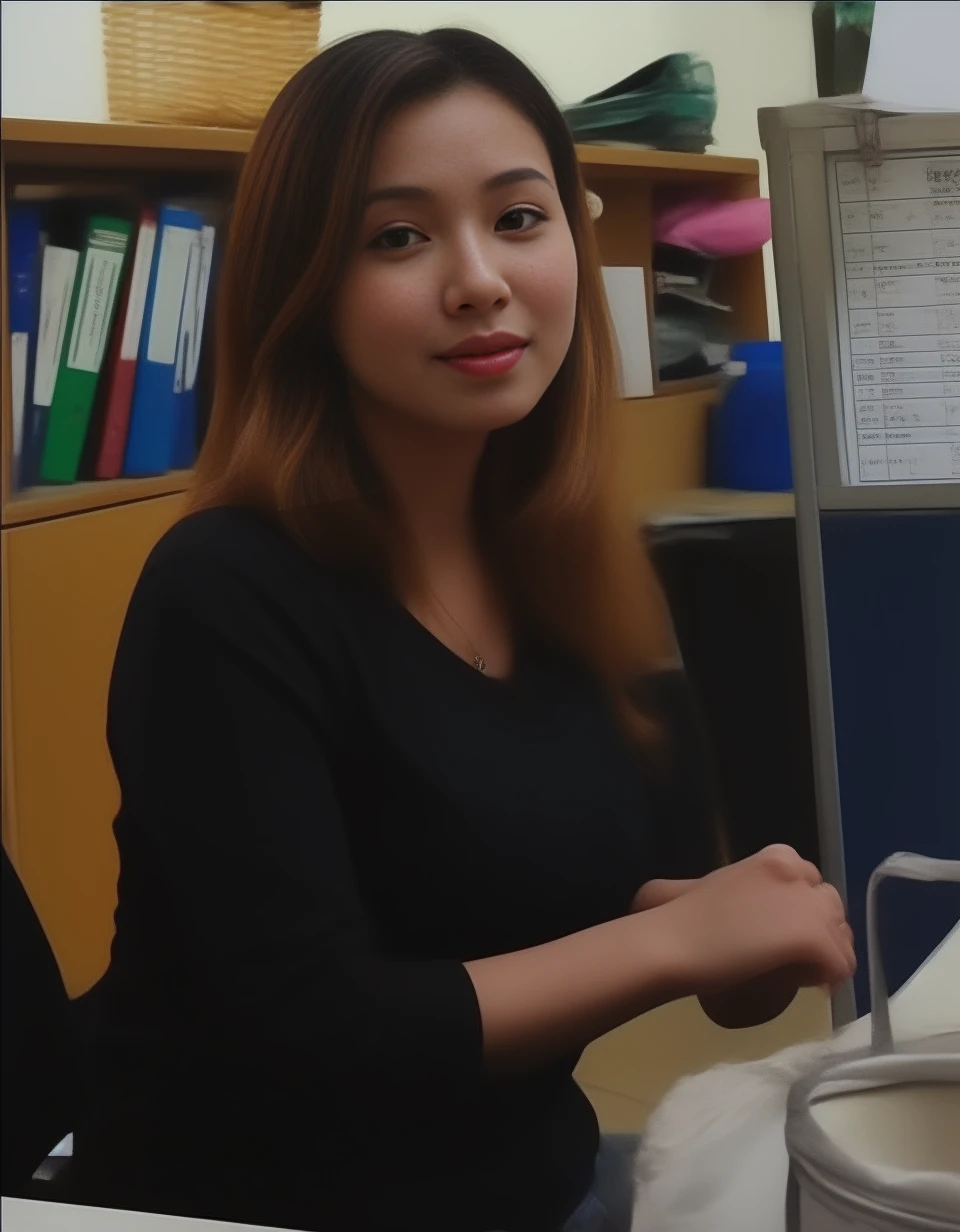 Draw the lips correctly, red lipstick, From the chest up, best quality, Extremely detailed, realistic, ผิวExtremely detailed, perfect anatomy, (Wide aperture, warm light,), (alone),Wear a dark red shirt.,short sleeve,Blue Jeans,black belt,Long hair in a ponytail flew up.,24-year-old woman,mature,Charming smile,outdoor background,stand,leg length,chubby,big breasts,stand up,full body shot