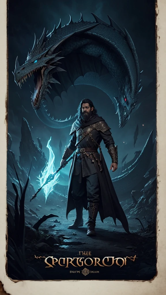 Where old sorcerers, wizards and dragons and coexist, dark fantasy style, vhs, 80s, cinematic