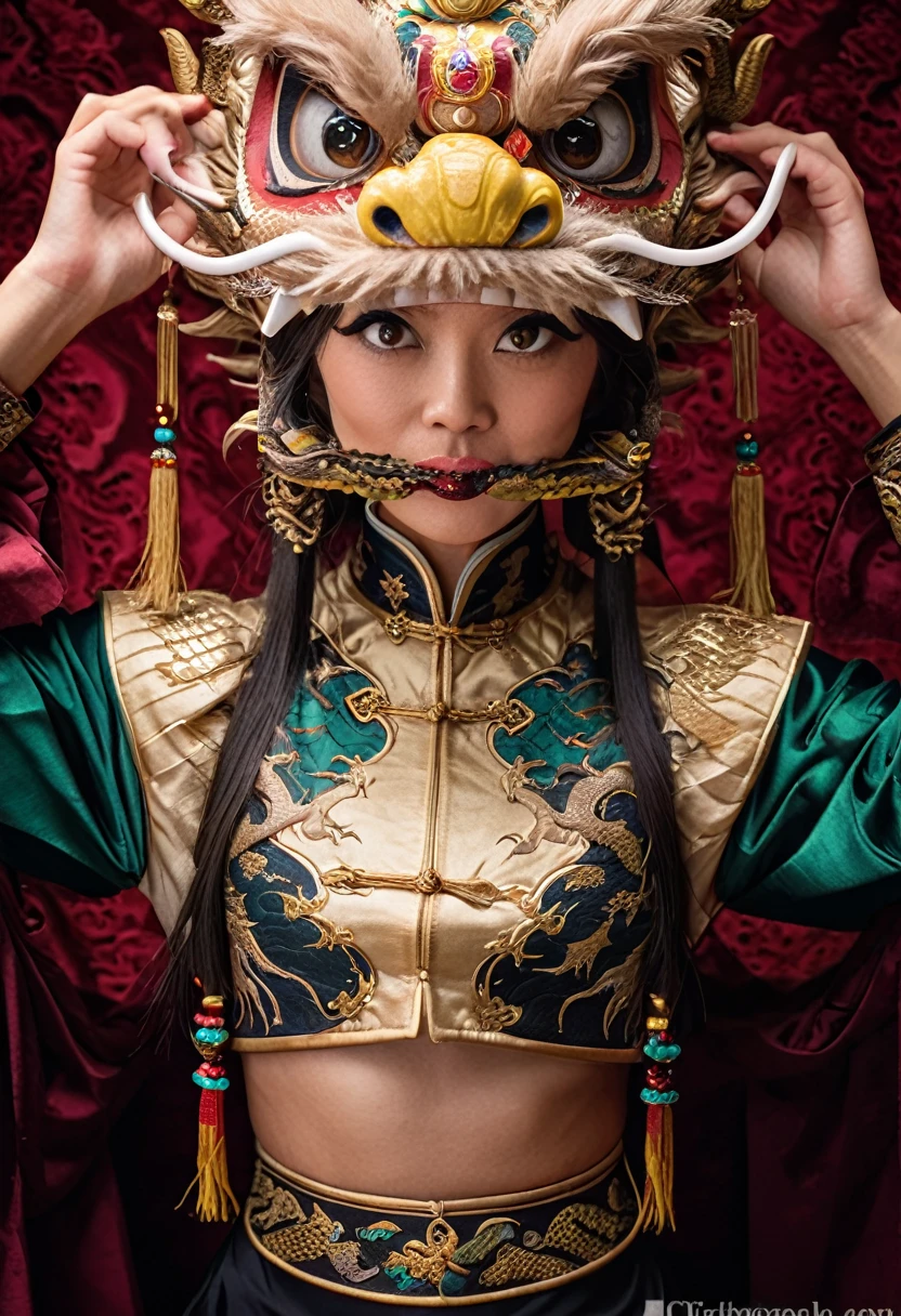 A woman in a red and gold Chinese dress,Phoenix crown,(tmasterpiece,top Quority,best qualtiy,offcial art,Beauty and aesthetics:1.2),(1girl:1.3),The is very detailed,(s fractal art:1.1),Most detailed,( zentangle:1.2), full body, (abstract background:1.3), (shiny skin), (many colors:1.4), ,(earrings), (feathers:1.5),