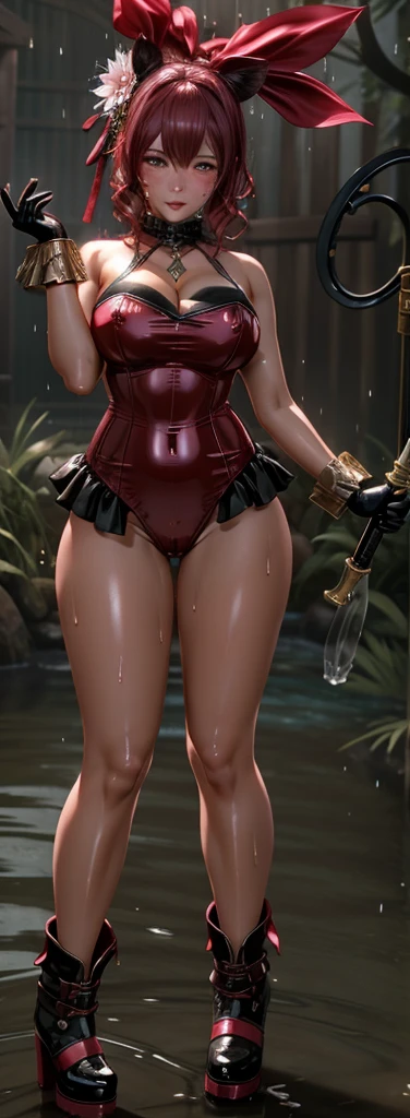 Kate Denson from Dead by Daylight, 1 Girl, Full body, standing, cowboy shot, Best quality, Ultra Detail, 8K, Ultra high realistic, Detailed face, Masterpiece, (Blushing:1.3), Milf, , Wet skin, Wet in miss V, Oil skin, Ahegao face, climax horny girl, Big thighs, Latex bra, Latex hot short, Dark Gothic Makeup, Blade
and soul, Final fantasy 14 style, Wet, big thighs, (Naked:1.3), no clothes, beautiful breasts,body details, breast details,
vagina details