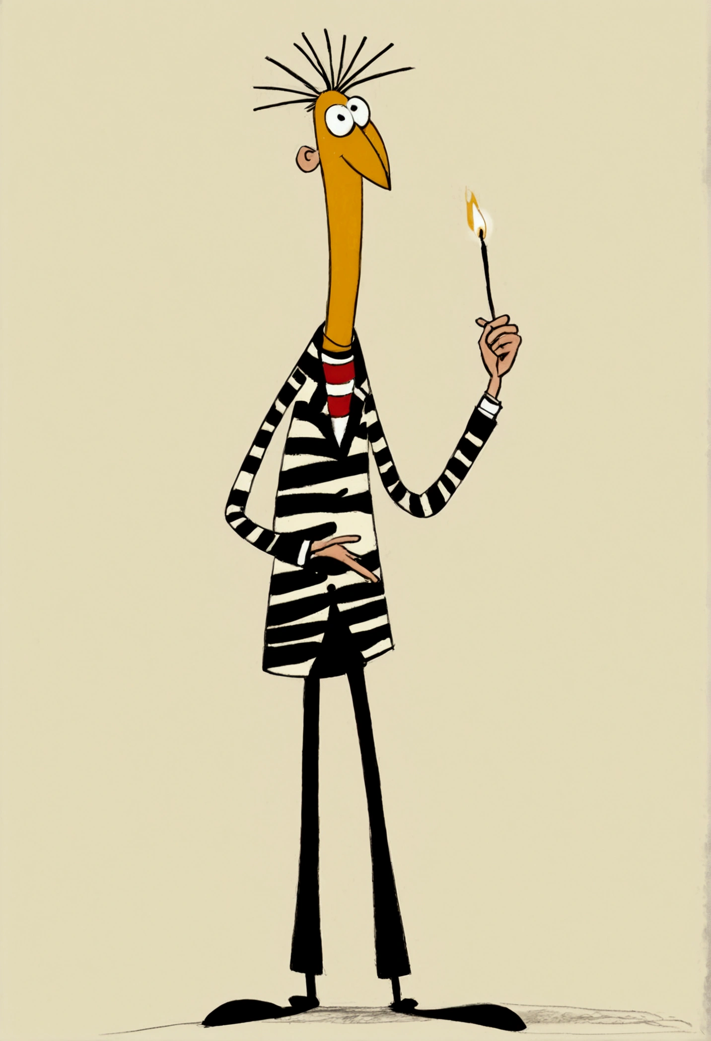 (((Exaggerated digital character sketches:1.37,Matchstick Men))).(1 zebra,(Exaggerated expression,),(Black sketch lines,Loose brushstrokes create the outline,Cartoon Style. Bright colors and simplified lines, sketch)。(Exaggerated body movements),(Large area of blank)