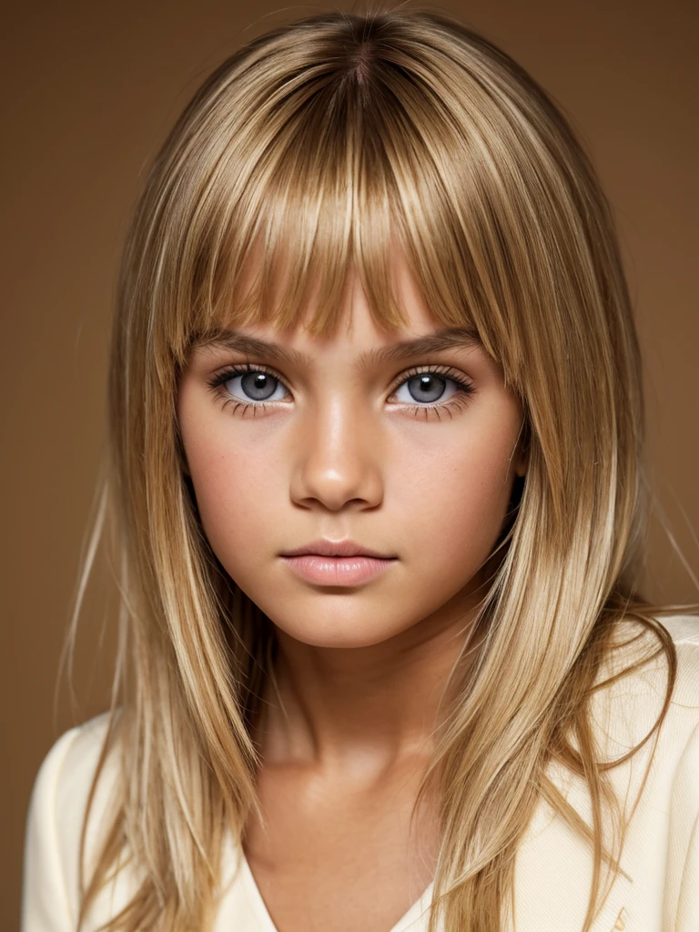 (best quality), 1girl, (child), female, tanned skin, blonde hair, medium hair, parted bangs, slightly wavy hair, Flipped-up ends, brown eyes, perfect eyes, high cheekbones, strong jawline, rich clothes, masterpiece, anatomically correct, highres
