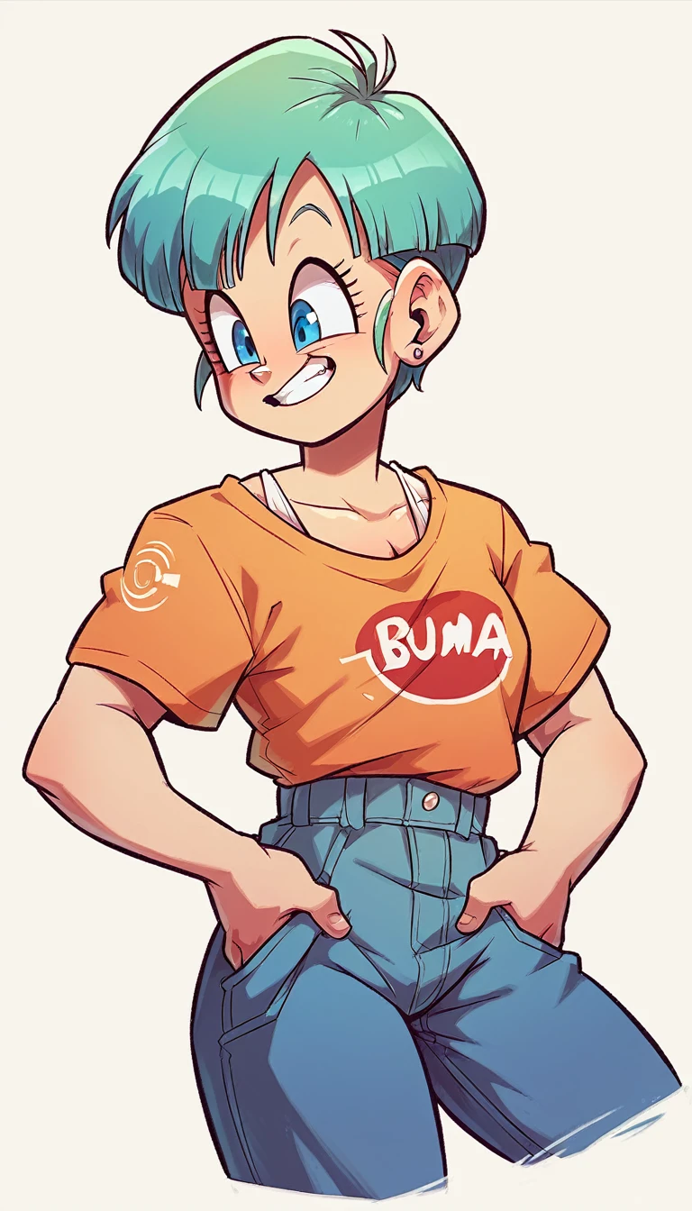 Imagine Bulma from the Dragon Ball anime
