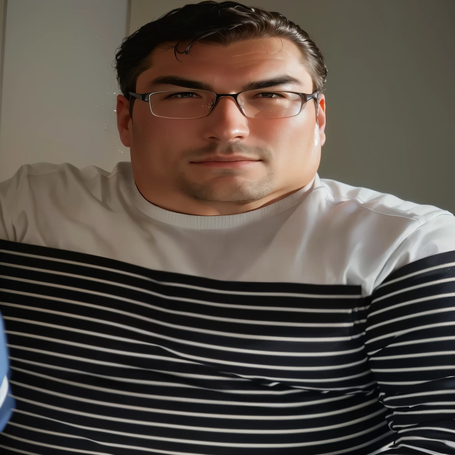 Based on this photo, create an image of a man in a business suit, holding a meeting in a meeting room