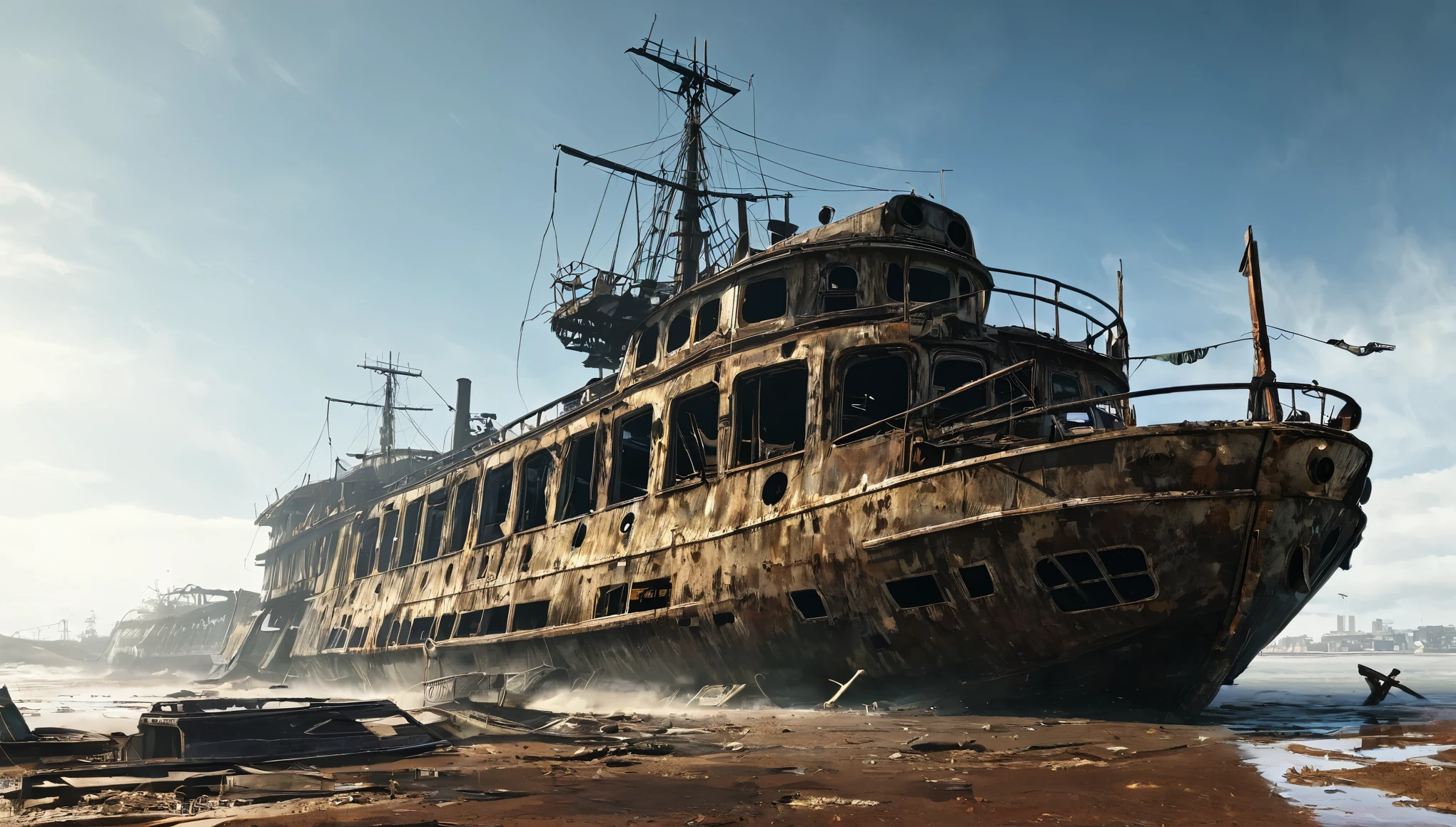 navio hélice proa post apocalyptic