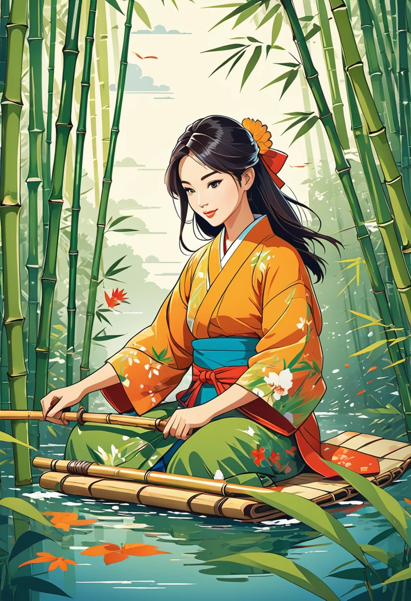 cover page, The Tale Bamboo-Cutter
, flat Design, vector illustrations, graphic illustration, detailed 2d illustration, flat illustration, digital illustration, digital artwork,