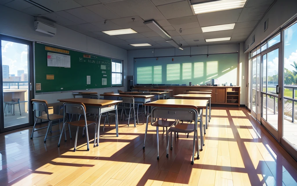 generate an image inside a school in the united states, clima tropical