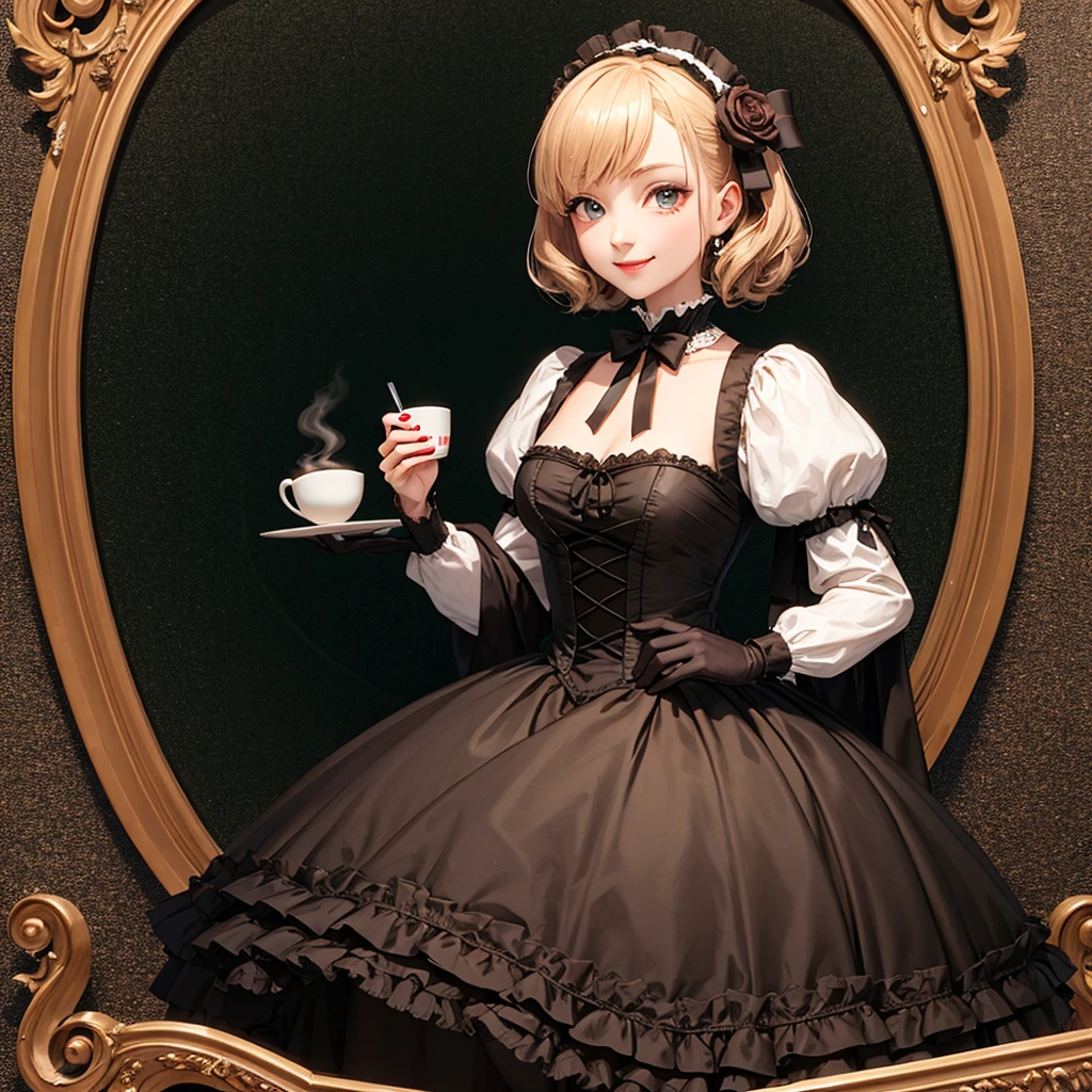 Coffee Break,Gothic ta,Victorian Era,Gothic ,Solo Girl,Smile,Chocolate cake