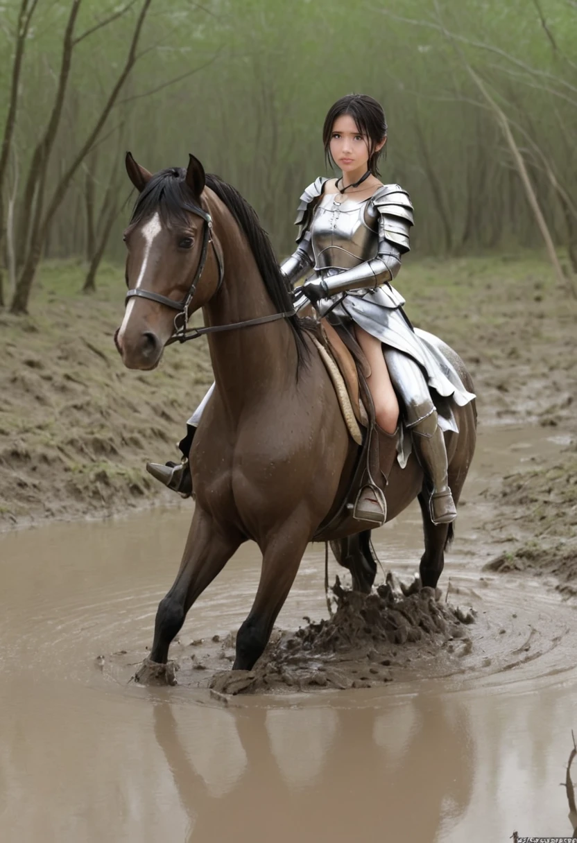 Anatomically correct構図,stuck in mud,(((masterpiece))),(((Highest quality))),((Tabletop:1.4, Highest quality)), (Realな写真:1.4), in the muddy river,dirty swamp,black hair and white horse ridden by girl meet with an accident that it fall over sticky swamp,Sweaty girl,
((1 cute girl knight)),rodeo,horse standing,Surprised face,stumble,aggressive,slouch,horse standing, prancing horse in pitfall,cute,Napoléon horse sliped in pitfall,in the pitfall,Uplifting,Knight Princess,
(超High resolution:1.2),, wonderful, Very detailed CG Unity 8k wallpaper, Very detailed, High resolution,fat horse ridden by japanese girl,Double,Royal blue armor and short cloak,Soaking in the swamp,Mud Splash,
Soft Light, Beautiful detailed girl, Droopy eyes,Very detailedな目と顔, Beautiful and exquisite nose, Beautiful and exquisite, horse ridden by a girl can't stand up because its drowned in the sticky muddy pitfall:10.0 ,Displeased face:4.0,Real,Stir,Anatomically correct,action horse riding scene while struggle fighting