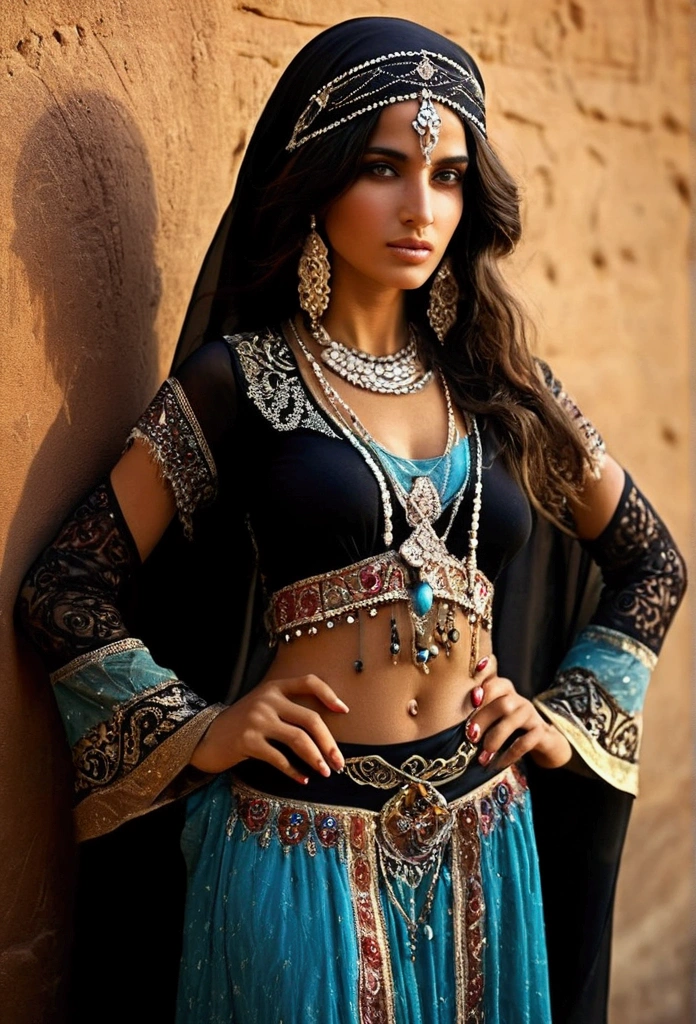 suadi arabia woman , gypsy costume , fully body, beautiful and sensual woman