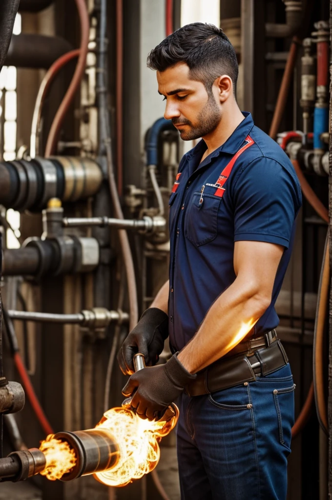 A man working with fuel hoses make the image realistic