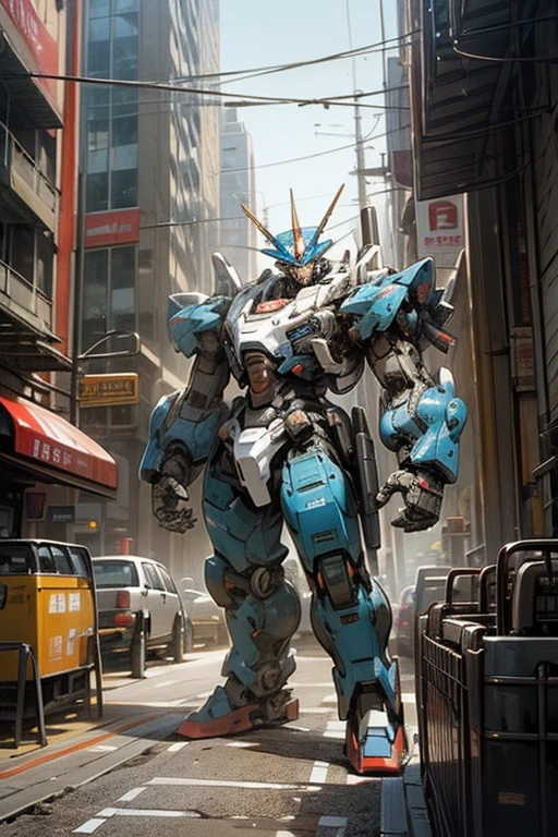 Toilet Robot,Super Robot,Giant Robot,Break Standing in the big city.,Retro,masterpiece,best quality,super detailed,super fine illustration,8k,